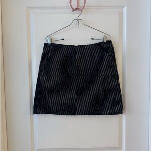 Rhinestone Embellished Black Topshop Moto Denim Skirt